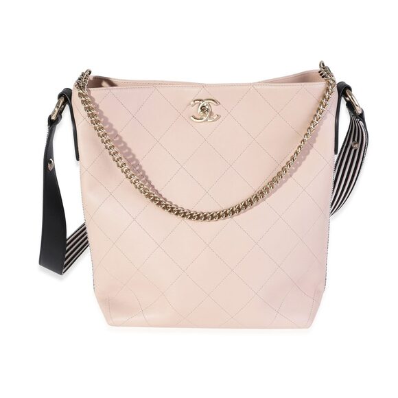 Chanel Beige Stitched Calfskin Hobo - Picture 1 of 8